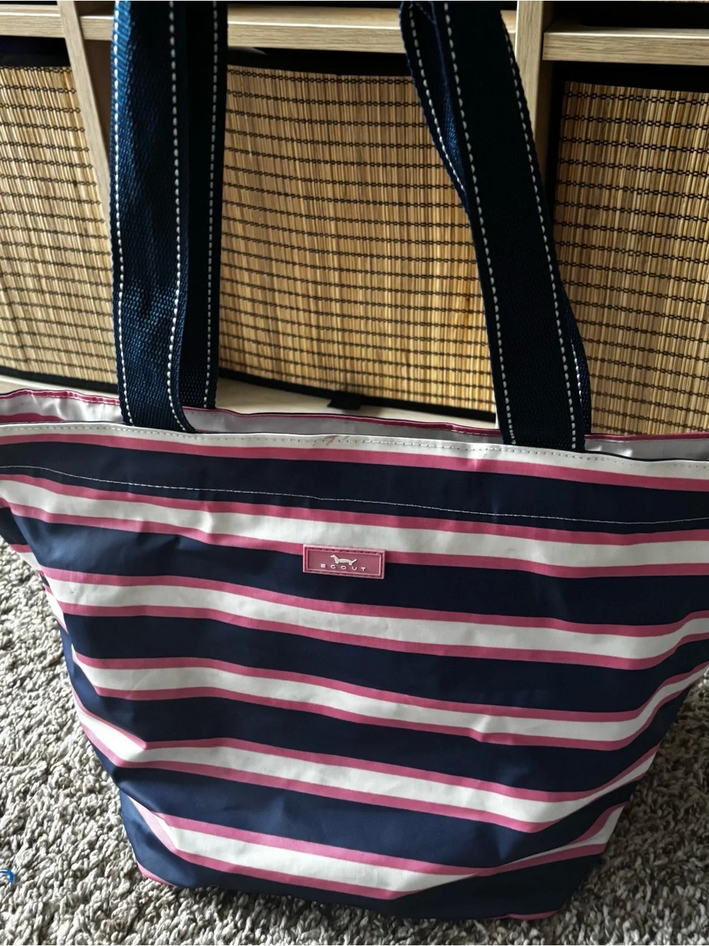 Scout Navy and Pink Striped Tote Bag desertcart logo medium great condition - Picture 11 of 11